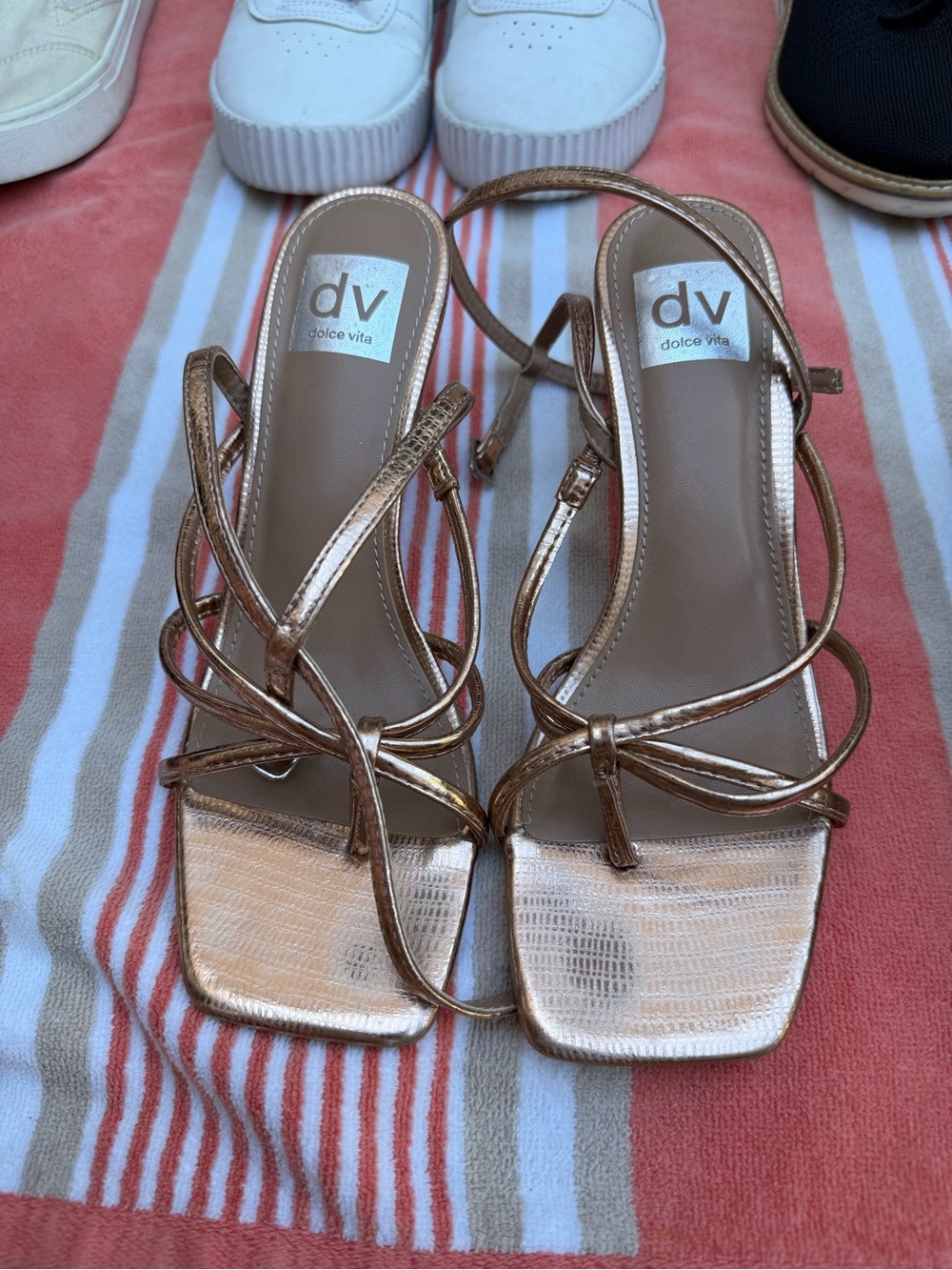 Dolce Vita Rose Gold Strappy Knot Heels